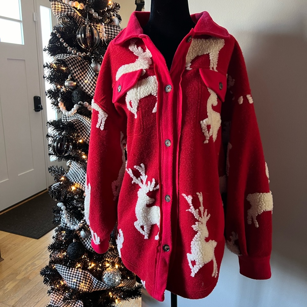 Cozy Sherpa holiday shirt/jacket